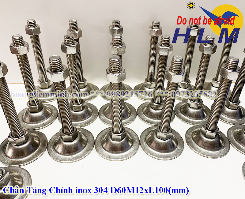 Chân Tăng Chỉnh inox 304 D60M12xL100(mm)