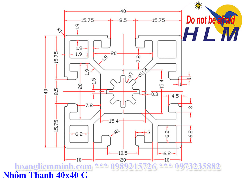 Nhôm định hình 40x40