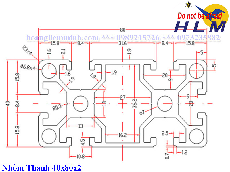 Nhôm Định Hình 40x80