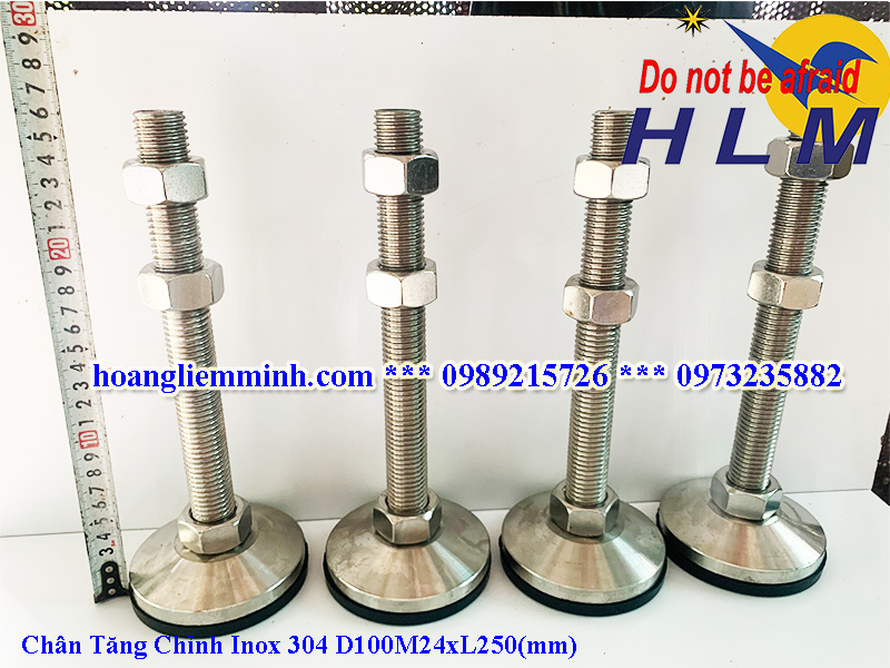 Chân tăng chỉnh inox D100xL250(mm)