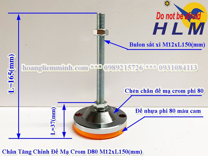 Chân tăng chỉnh D80M12xL150(mm)