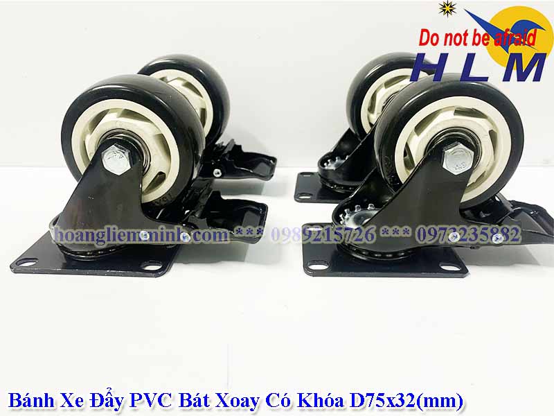 Bánh Xe Đẩy PVC D75x32(mm)