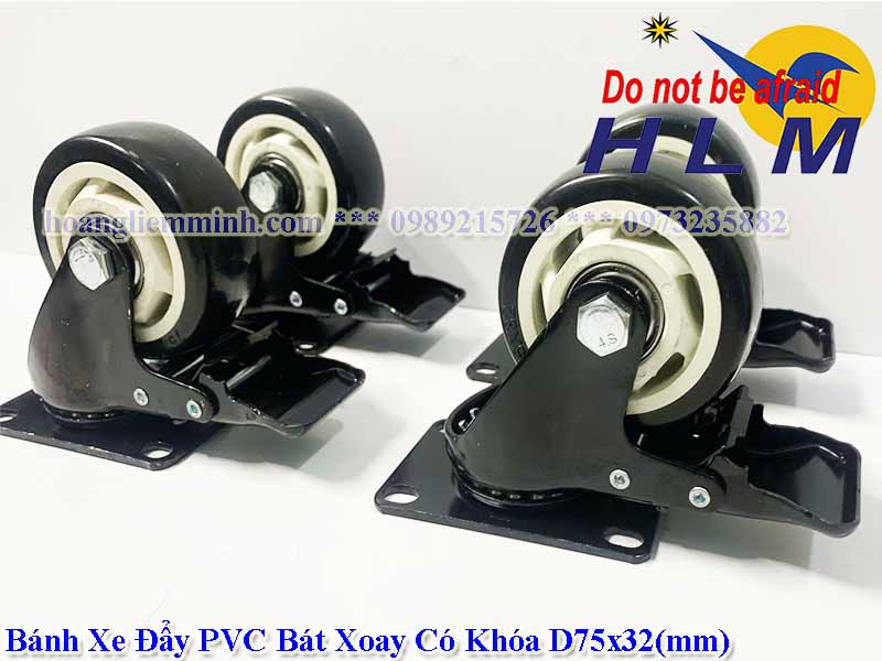Bánh Xe Đẩy PVC D75x32(mm)