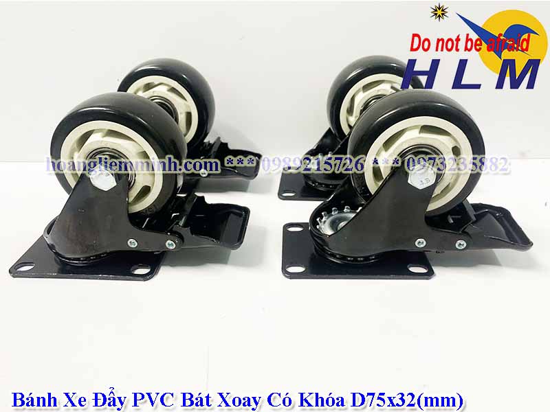 Bánh Xe Đẩy PVC D75x32(mm)