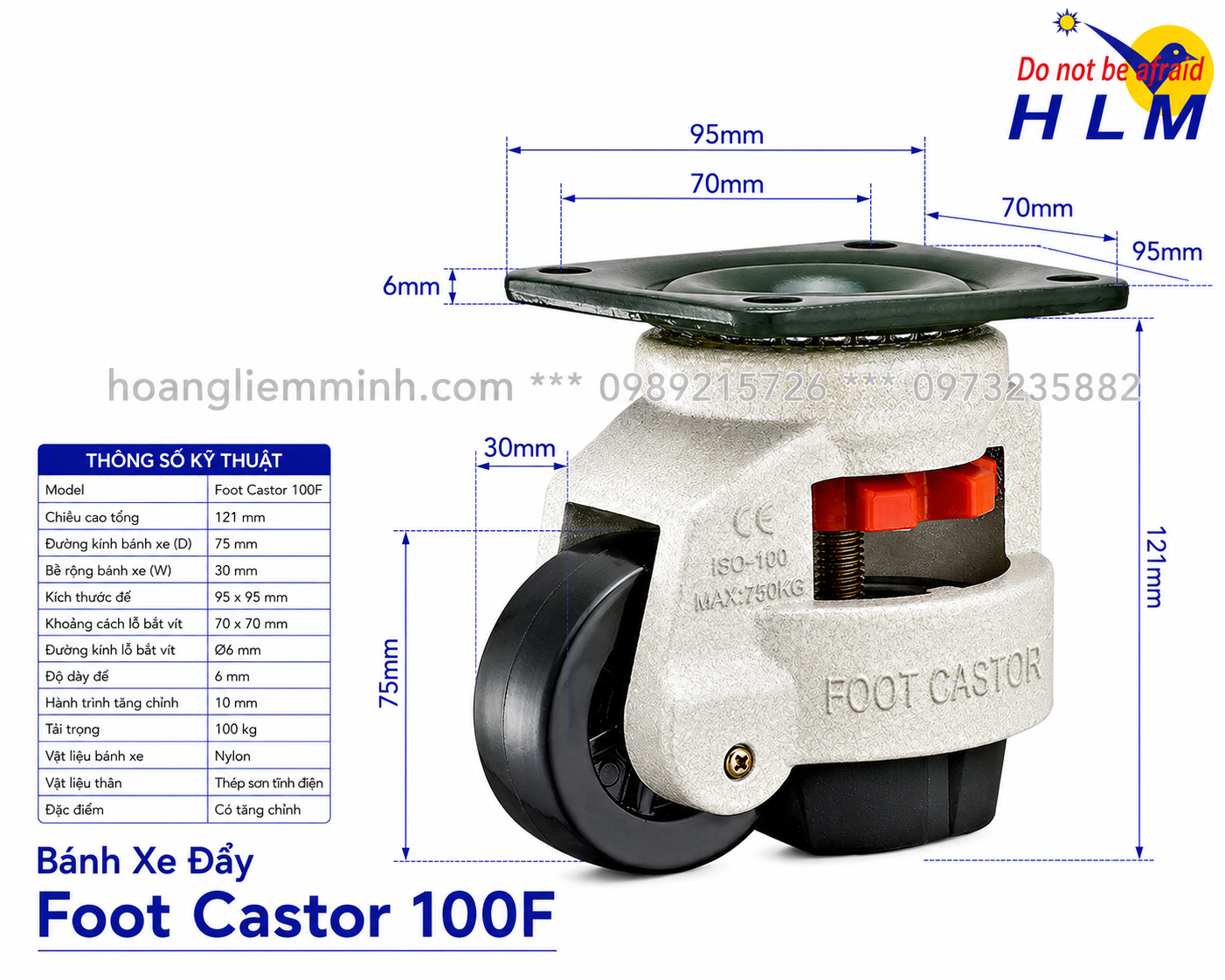 BÁNH XE FOOT CASTOR 100F