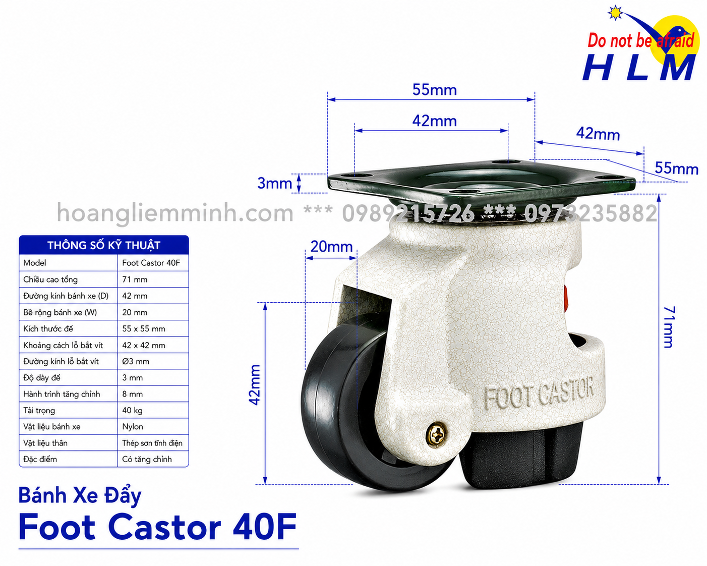 BÁNH XE FOOT CASTOR 40F