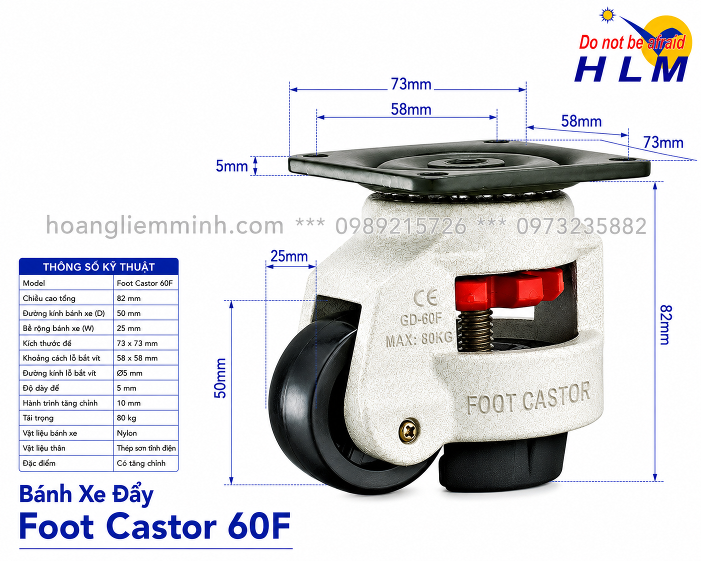 BÁNH XE FOOT CASTOR 60F