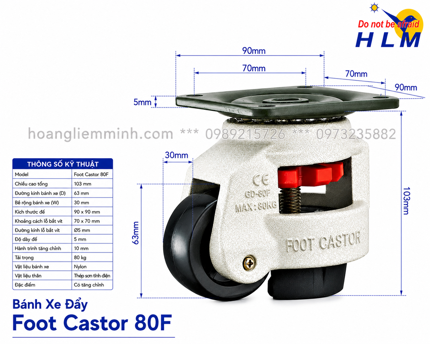 BÁNH XE FOOT CASTOR 80F
