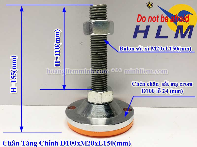 Chân tăng chỉnh chịu lực D100xM20xL150 (mm)