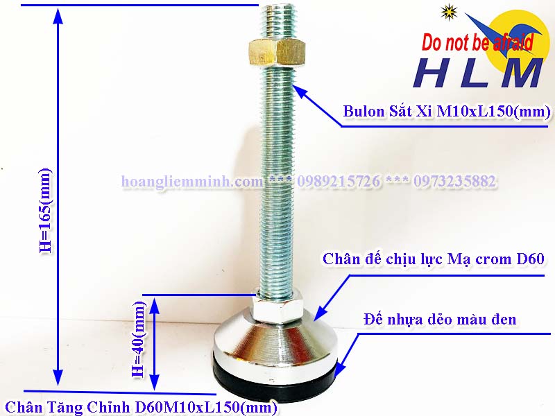 Chân Tăng Chỉnh Chịu Lực D60M10xL150(mm)