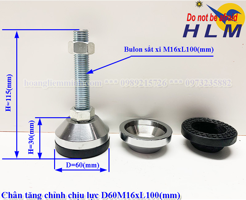 Chân Tăng Chỉnh Chịu Lực D60M16xL100(mm)