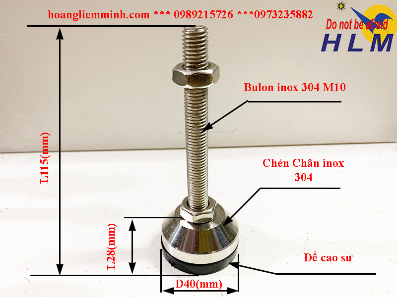 Chân Tăng Chỉnh Chịu Lực Inox D40M10xL100(mm)