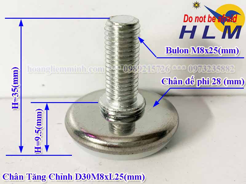 Chân Tăng Chỉnh D30M8xL25(mm)