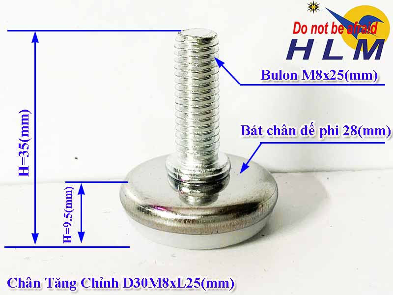 Chân Tăng Chỉnh D30M8xL25(mm)