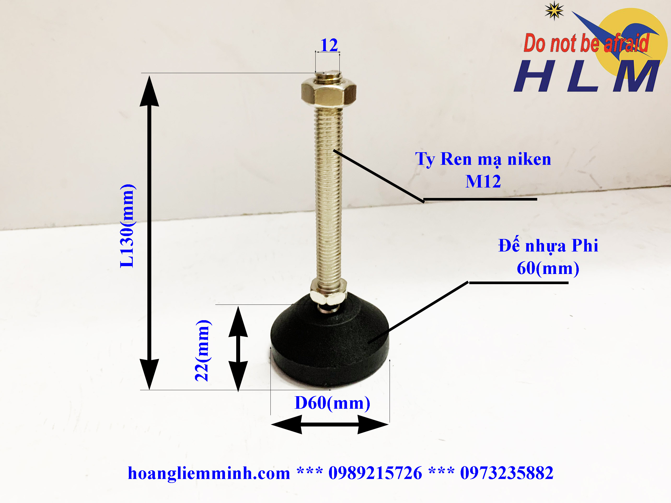 CHÂN TĂNG CHỈNH ĐẾ NHỰA D60M12xL130(mm)