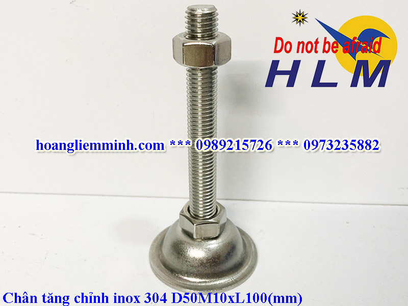 Chân tăng chỉnh inox 304 D50M10xL100(mm)