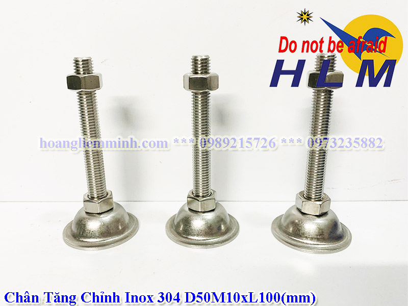 Chân tăng chỉnh inox 304 D50M10xL100(mm)