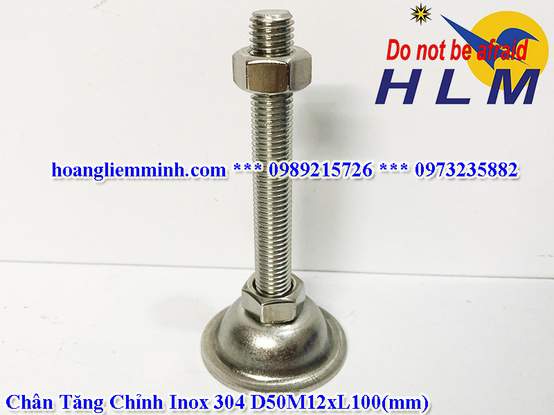 Chân tăng chỉnh inox 304 D50M12xL100(mm)