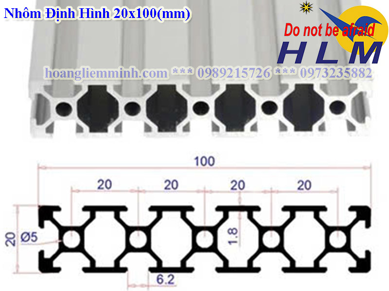 Nhôm Định Hình 20x100