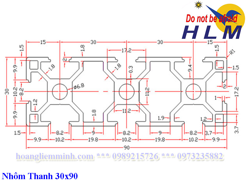 Nhôm định hình 30x90