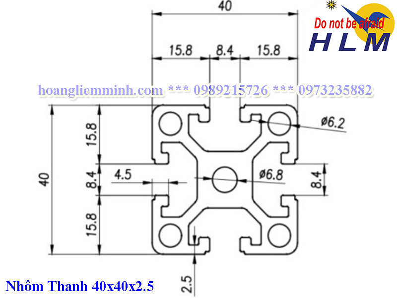 Nhôm định hình 40x40A