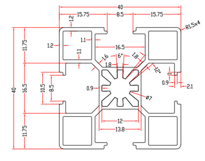 Nhôm định hình 40x40C