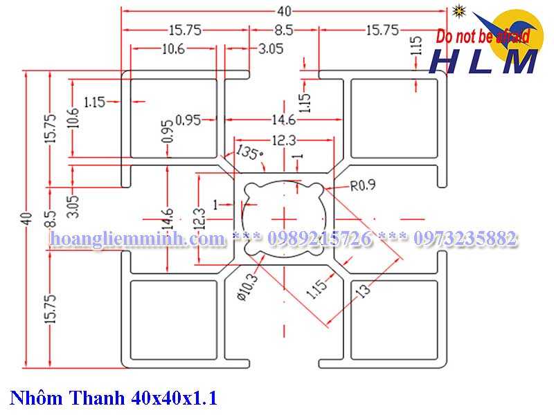 Nhôm định hình 40x40D