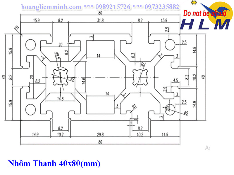 Nhôm định hình 40x80C