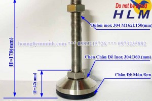 Chân tăng chỉnh chịu lực inox 304 D60M16xL150(mm)