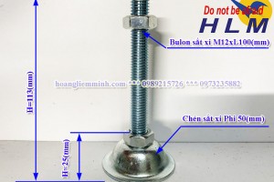 Chân Tăng Chỉnh D50M12xL100(mm)