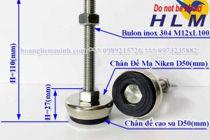 Chân Tăng Chỉnh Đế Cao Su D50M12xL100(mm)