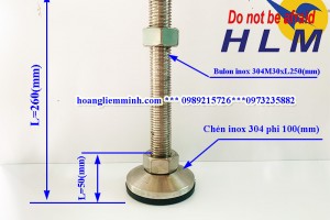 CHÂN TĂNG CHỈNH INOX 304 D100M30XL250(mm)