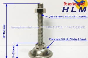 Chân tăng chỉnh inox 304 D50M10xL100(mm)