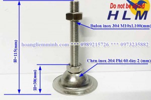 Chân tăng chỉnh inox 304 D60M10xL100(mm)