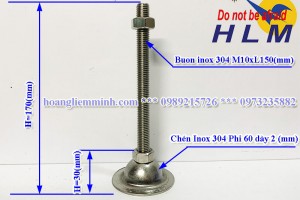 Chân tăng chỉnh inox 304 D60M10xL150(mm)