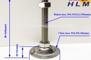 Chân Tăng Chỉnh inox 304 D60M12xL100