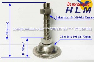 Chân Tăng Chỉnh Inox D70xM16xL100(mm)