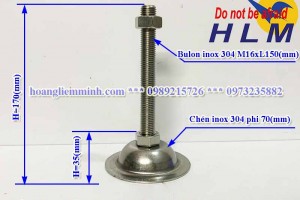 Chân Tăng Chỉnh Inox D70xM16xL150(mm)