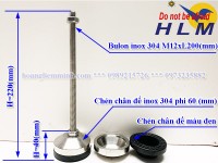 Chân Tăng Chỉnh Chịu Lực Inox 304 D60M12xL200(mm)