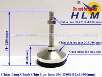 Chân Tăng Chỉnh Chịu Lực Inox 304 D80M12xL100(mm)