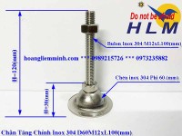 Chân tăng chỉnh inox 304 D60M12xL100(mm)