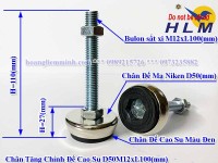 Chân Tăng Chỉnh Mạ Đế Cao Su D50M12xL100(mm)